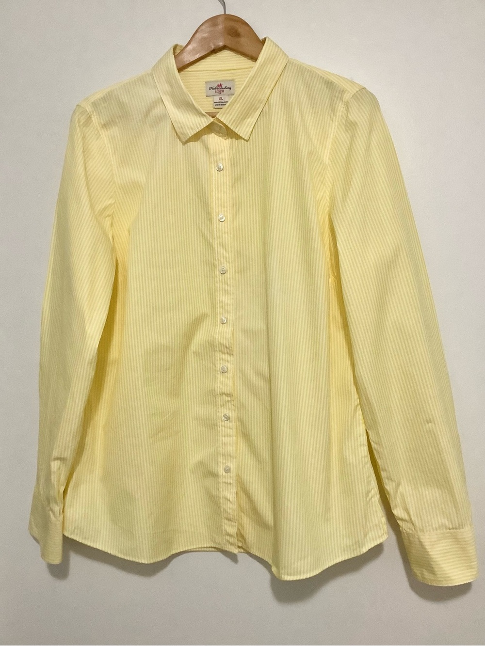 J.Crew Haberdashery Women’s Yellow Stripe Button-Down Shirt 100% Cotton XL EUC